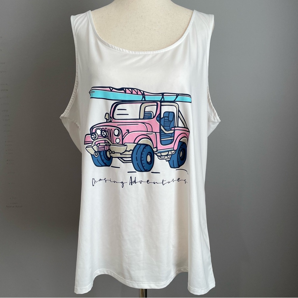 Outdoor Life Chasing Adventures Jeep Kayak Tank Top Size XL Loose Fit Comfy Fun